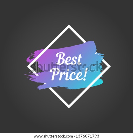 best price promo lettering. best price stock vector illustration with painted gradient brush stroke over rhombus frame for advertising labels, stickers, banners, leaflets, badges, tags, posters
