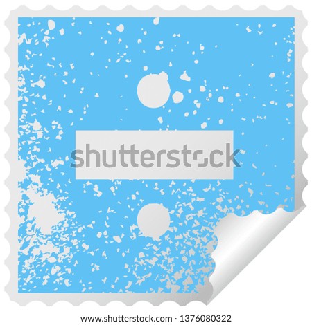 distressed square peeling sticker symbol of a division symbol