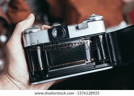 retro camera with 35 mm film.