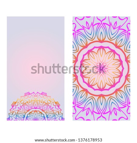 Modern Vector Template With Tribal Mandalas. For Brochure, Flyer, Cover, Magazine. Rainbow color.