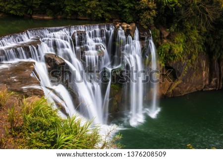 Photography view Shifen Waterfall. Famous nature landscape of Taiwan, shot in Pingxi District New Taipei Taiwan.