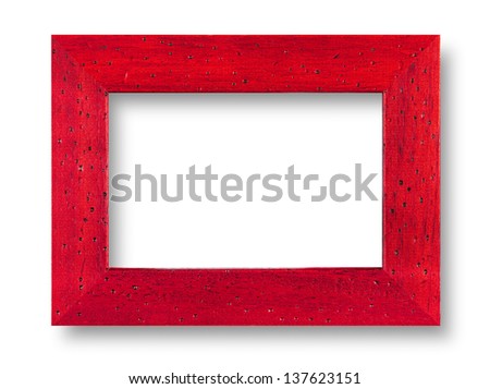 Wood red frame on white with shadow