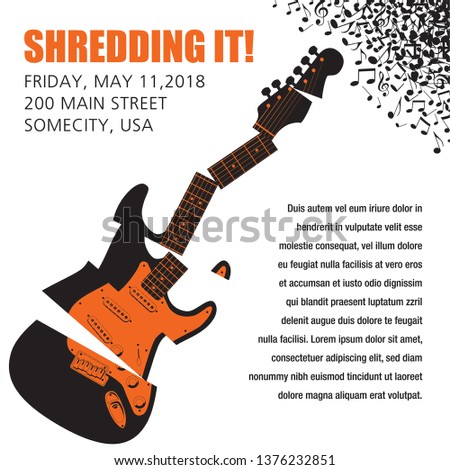 A shredded guitar with space for type ideal for gig flyers or CD art