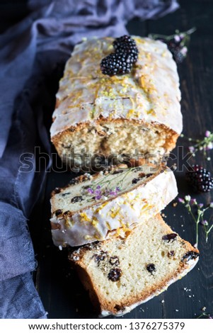 Tsty cake with raisin and berries. Toned photo
