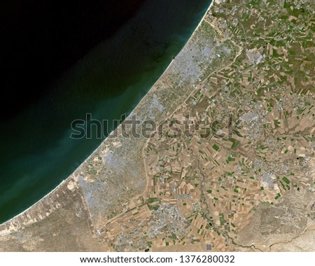Satellite image of Gaza taken on April 11, 2019. Contains modified Copernicus Sentinel data  2019.