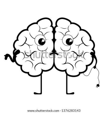 Isolated disconnected brain cartoon. Vector illustration design