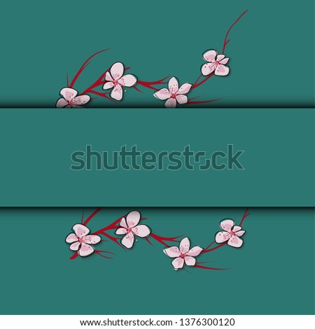 Sakura flowers background template. Vector set of blooming floral for holiday invitations, greeting card and fashion design