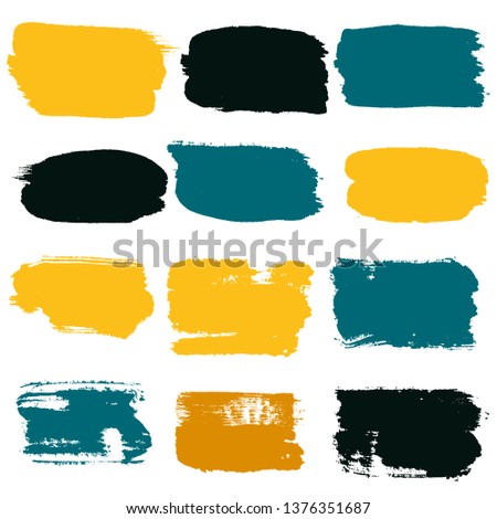 black brush strokes set backgrounds. Paint lines grunge collection. Set of black grungy hand painted brush strokes isolated on white. Abstract ink texture, design elements. - Vector