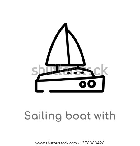 sailing boat with veils vector line icon. Simple element illustration. sailing boat with veils outline icon from transport concept. Can be used for web and mobile
