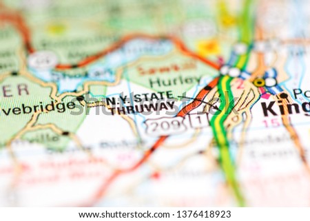 NY State Thruway. New York. USA on a geography map Royalty-Free Stock Photo #1376418923