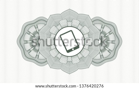 Green money style rosette with mobile phone icon inside