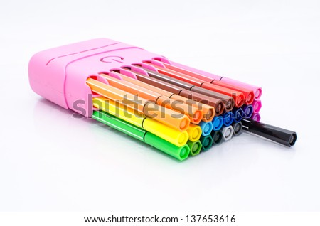 Rainbow Color Marker pens isolated on white background.