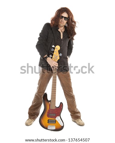 Man playing guitar isolated on white