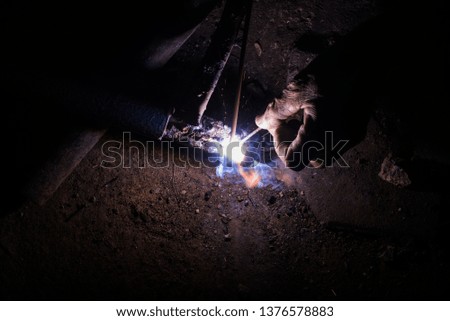 Sparks from welding steel