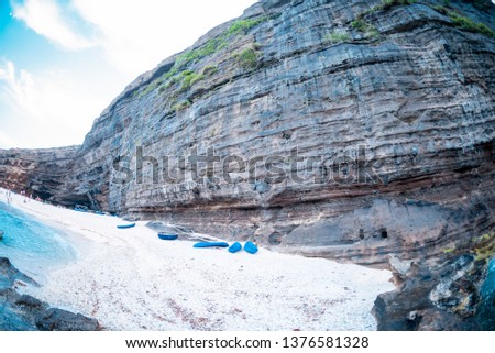 Wavy Cave ( Cau Cave) with Great cliffs on Ly Son Island, Quang Ngai Province, Vietnam