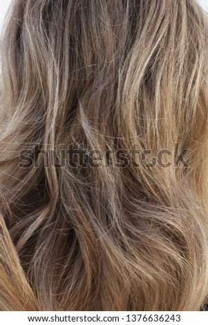 blond, balayage close up, curly long hair