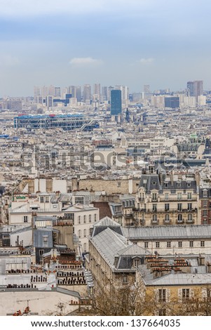 Panorama of Paris from the Sacre Coeur of Montmartre. Paris, France