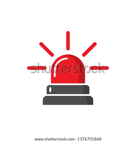 Emergency siren icon in flat style. Police alarm vector illustration on white isolated background. Medical alert business concept. Royalty-Free Stock Photo #1376701868