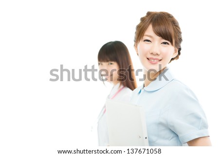 Beautiful young nurse isolated on white background.