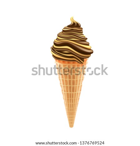 Delicious Chocolate ice cream on white isolated background ,vector illustration