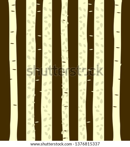 Decorative trees, background for wallpaper pattern. Colored trunks trees with and branches