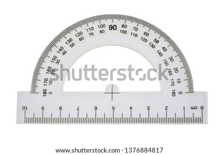 Plastic protractor on a white background
