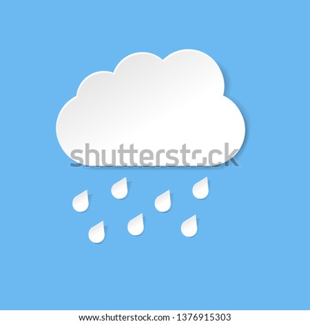 Blue Cloud With Rain And Blue Background, Vector Illustration