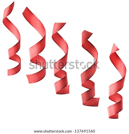 Holiday colorful streamers ribbons tape ,Collection set, isolated on white background