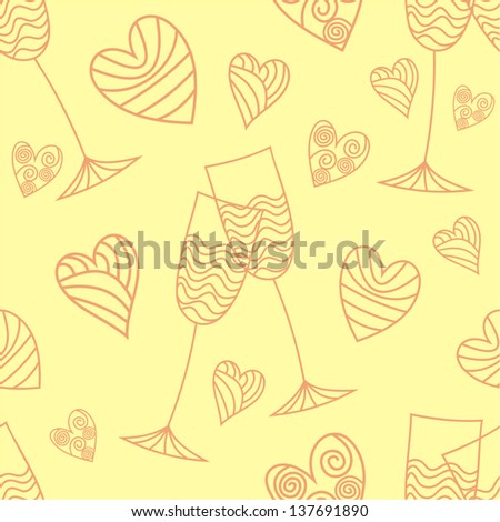 Love hearts glasses pattern seamless background vector illustration