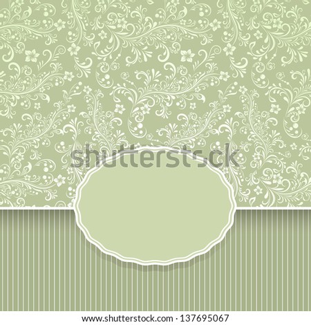 Seamless dark green floral vintage vector background with copy space.