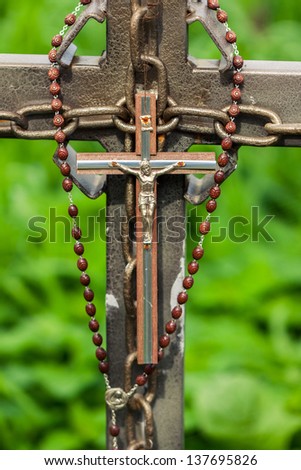 Handmade crosses a the Hill of Crosses in Lithuania