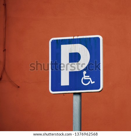 wheelchair parking traffic signal in the street in the city. Bilbao. Spain.