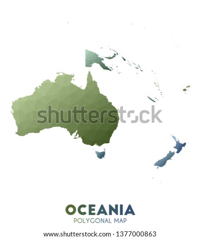Oceania Map. actual low poly style continent map. Stylish vector illustration.