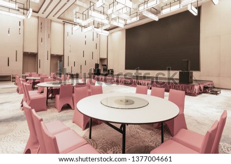 Restaurant interior, part of hotel, fresh and simple design style.