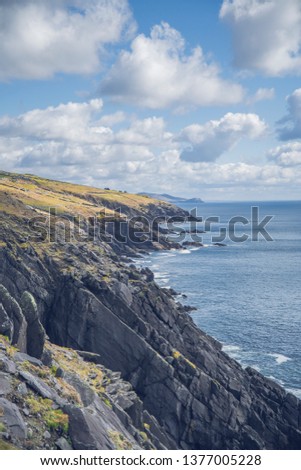 The wild and rugged coast of county Kerry in Ireland. 
