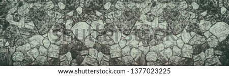 Wide stone wall texture panorama. Natural granite masonry panoramic banner background. Retro wallpapers.