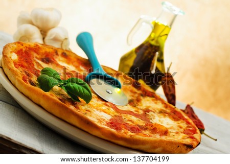 pizza margherita with hot seasoning