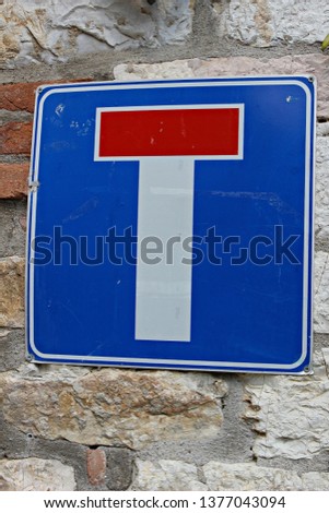 italy: Road Signal (Dead-end road).