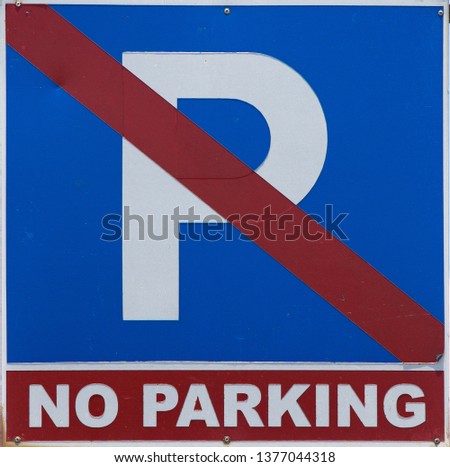 No parking blue sign
