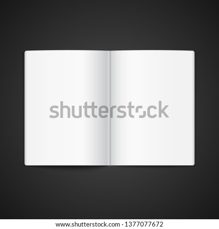 Blank opened magazine template. Open book page clean booklet or magazine template background.