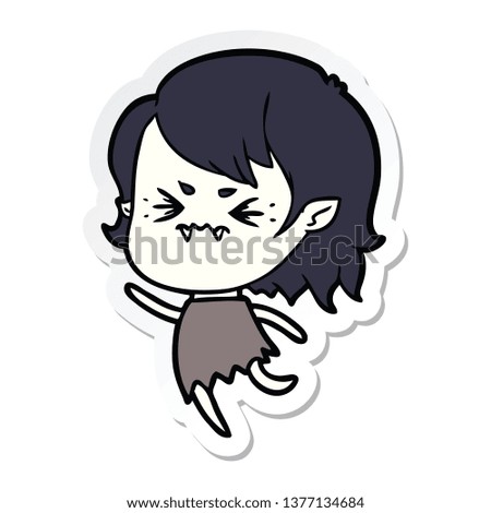 sticker of a annoyed cartoon vampire girl