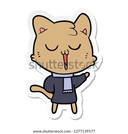 sticker of a cartoon cat singing