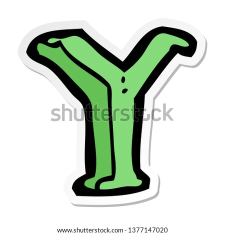 sticker of a cartoon letter Y