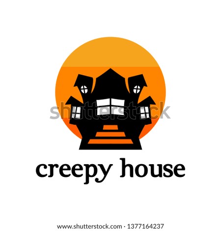 Halloween creepy house logo - clip art vector