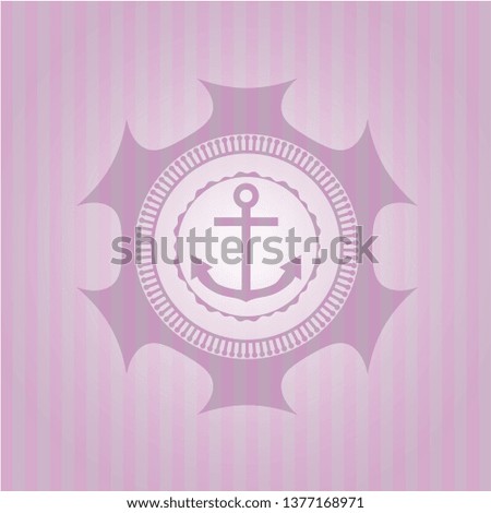 anchor icon inside pink emblem. Retro