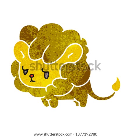 retro cartoon illustration kawaii cute lion cub