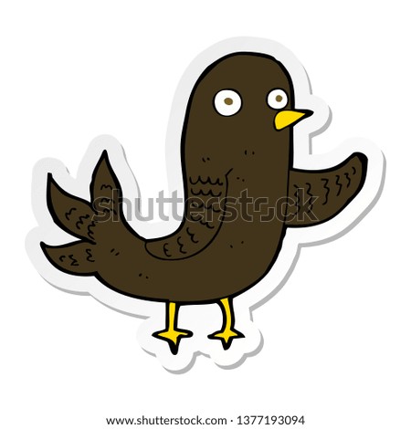 sticker of a cartoon waving bird 
