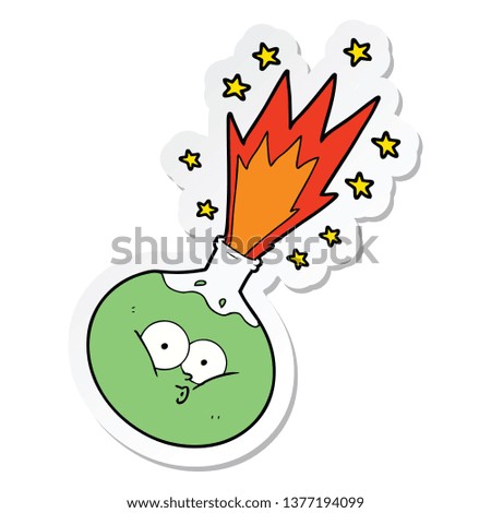 sticker of a cartoon potion exploding