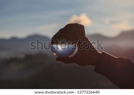 Morning scenery in a glass bead Royalty-Free Stock Photo #1377226640