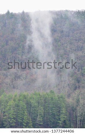 Low Clouds and Fog During Spring on Beautiful Forest Mountain Landscape - Hudson River Valley New York